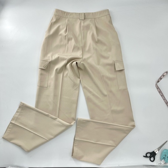 nasty gal light‎ khaki high rise pleated dress style cargo pants 6 - Picture 7 of 10